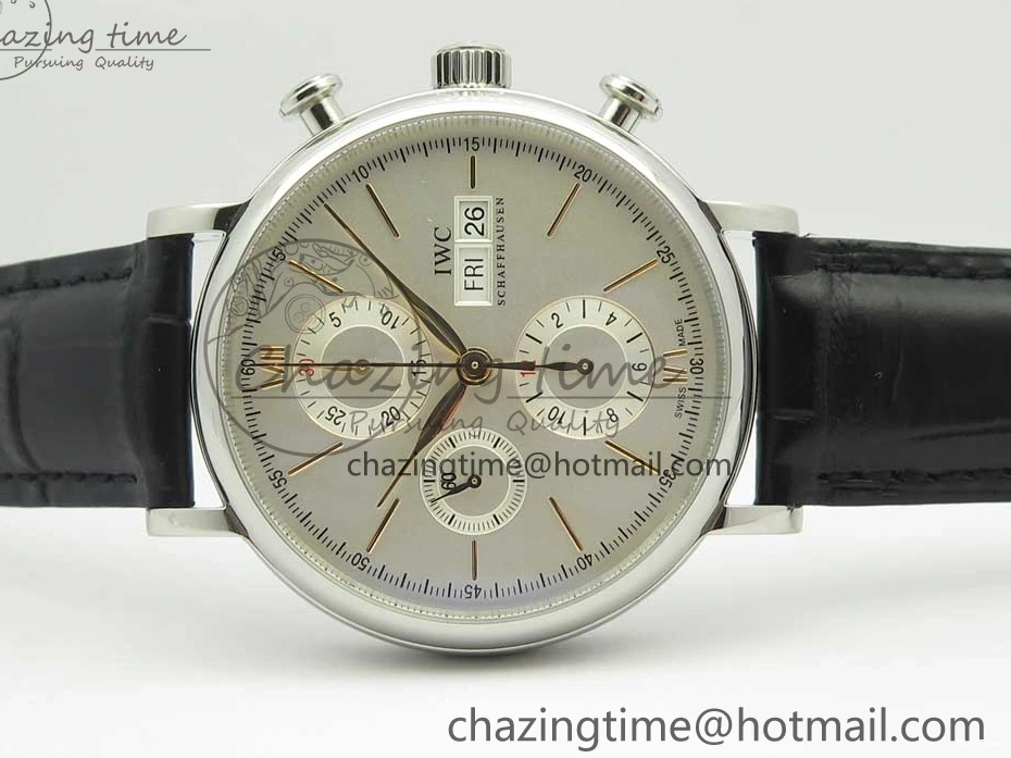 MIROTIME 0129 Snug Portofino IW391022 SS ZK 1:1 Best Edition White Dial Gold Markers On Black Leather Strap A 7130